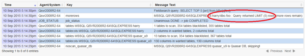 SQL Scan Messages